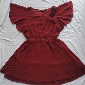 Burgundy Red Girls ruffle accordian Dress